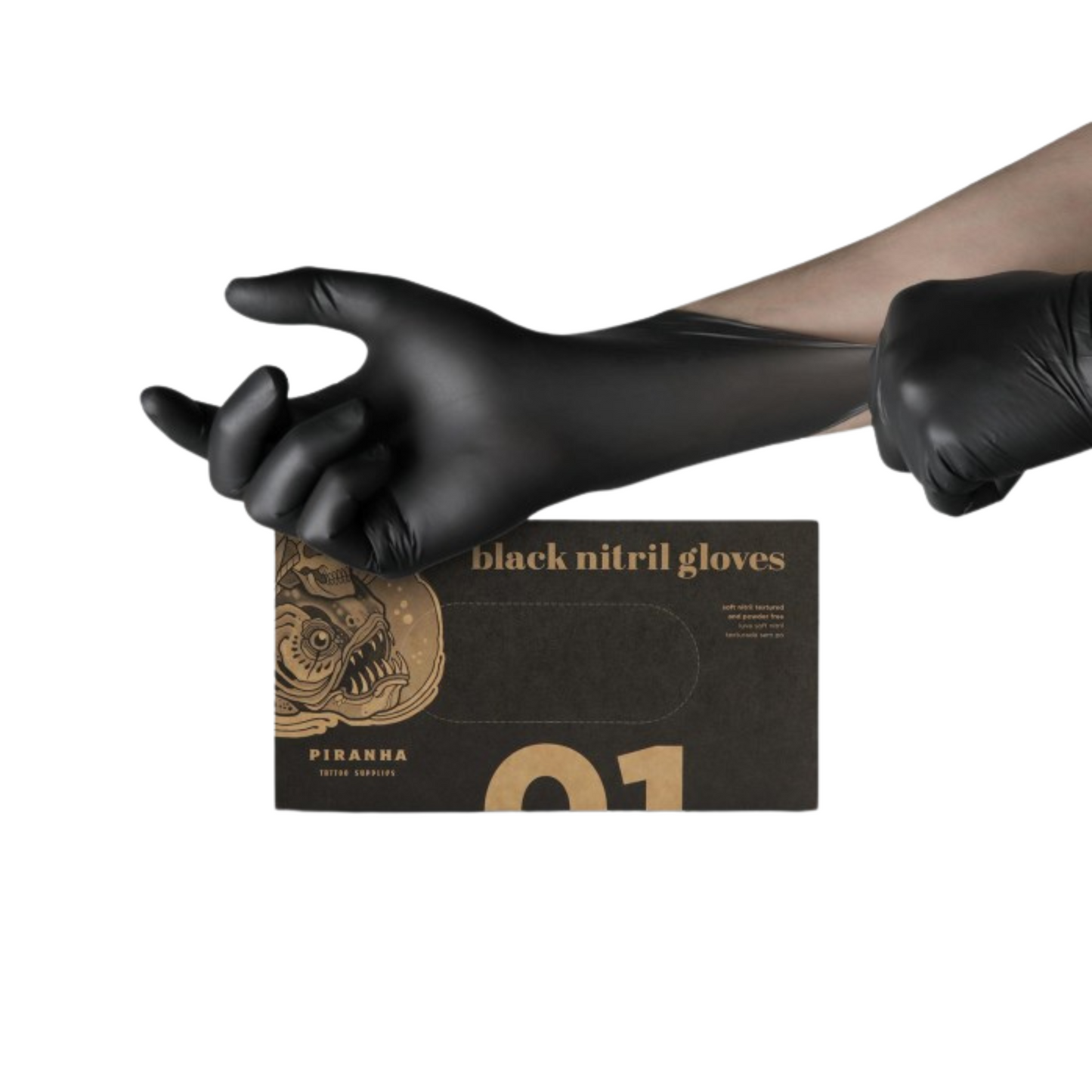 Piranha - Gants Jetables Nitrile Noir