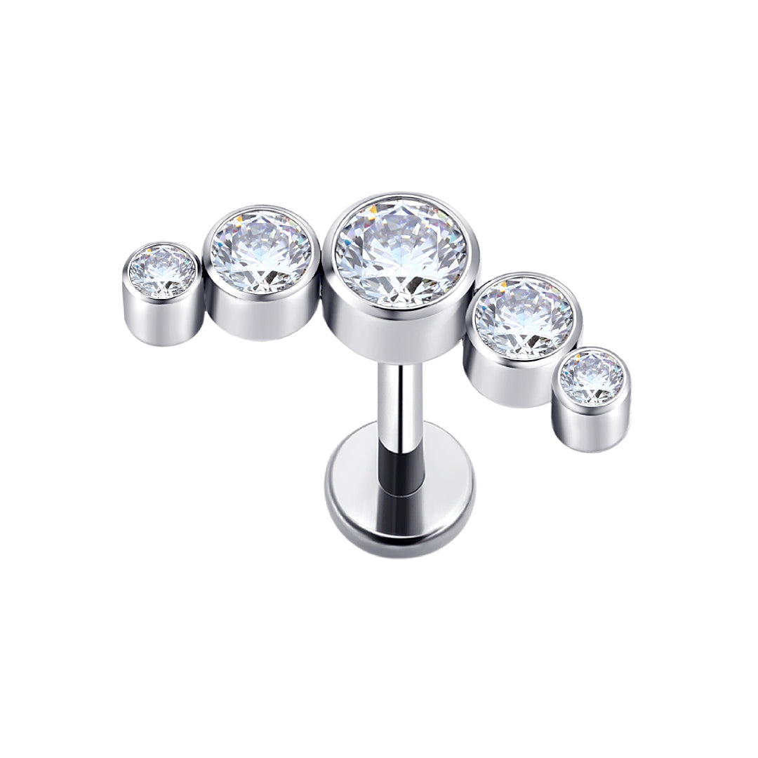 Labret Titane Avec 5 Pierres Zirconium