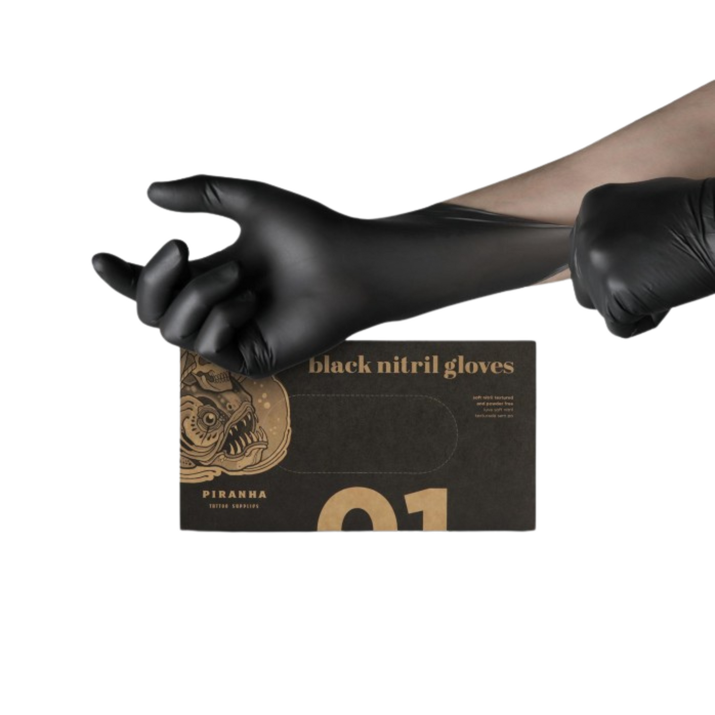 Piranha - Black Nitrile Disposable Gloves