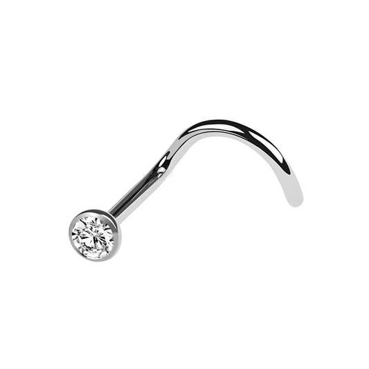 Titanium Nose Stud With Zirconium Stone