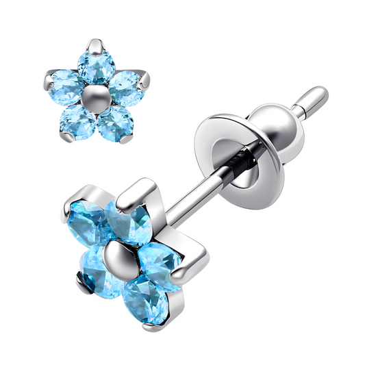 Titanium Blue Floral Earring