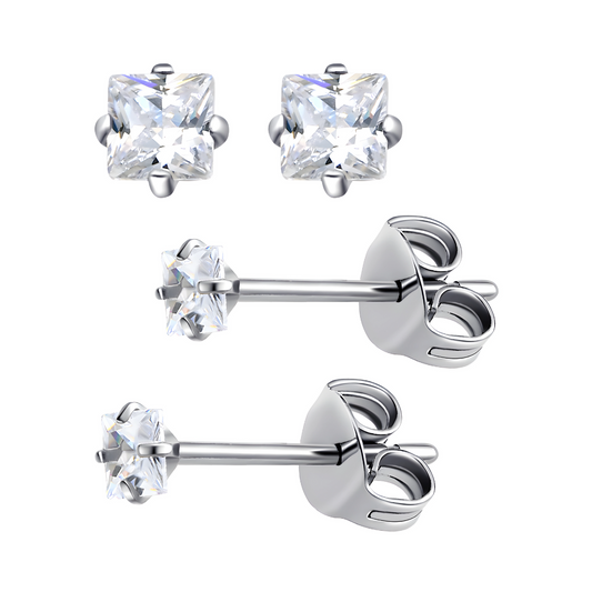 Titanium Stud Oorbel Met Zirkonium